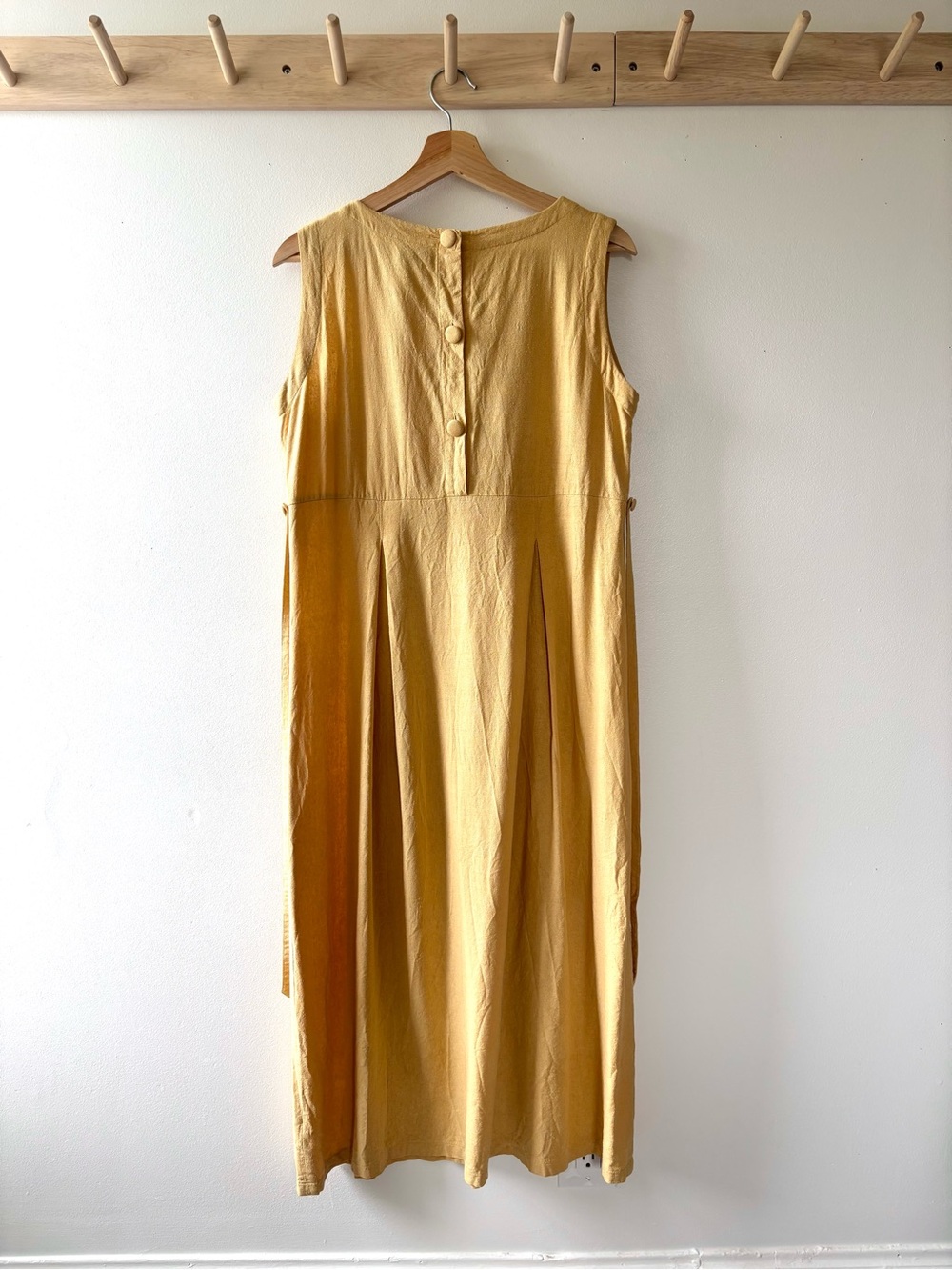 Vintage April Cornell Mustard Yellow Raw Silk Dress - Picture 2 of 4
